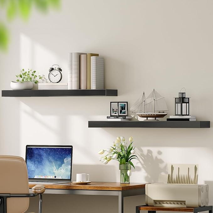 HOOBRO Floating Shelves for Wall, Wall Mounted Shelf Set of 2, 31.5" Hanging - Image 5