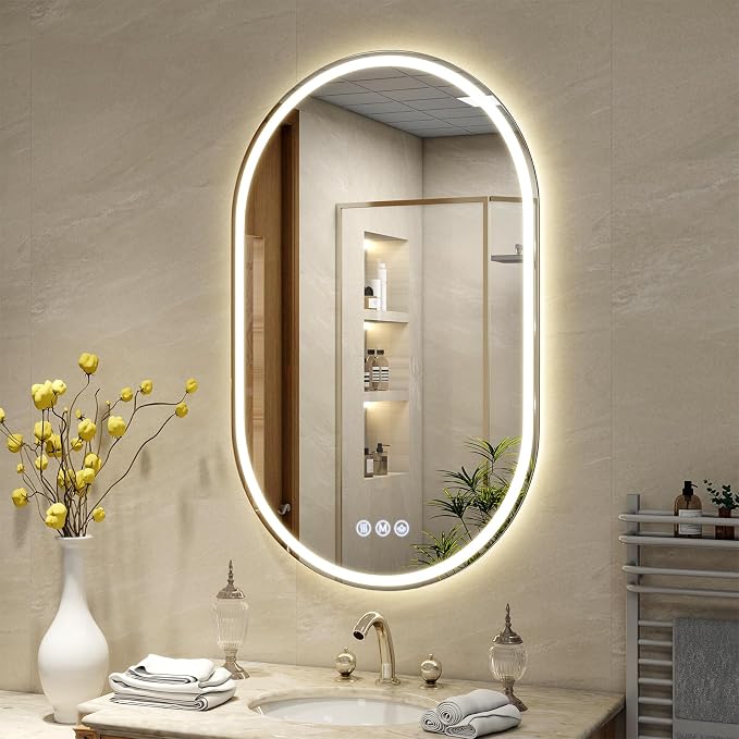 BEAUTYPEAK 36x24 LED Oval Bathroom Mirror - Image 8