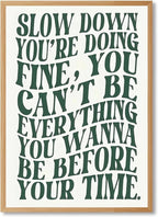 Green Wall Art Pop Music Vienna Lyrics Poster Slow Down Youre Doing Fine Canvas by Unknown
