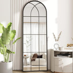 Dewfig 65"x 22" Arched Window pane Full Length Mirror, Wall Mirror, Floor - Image 8