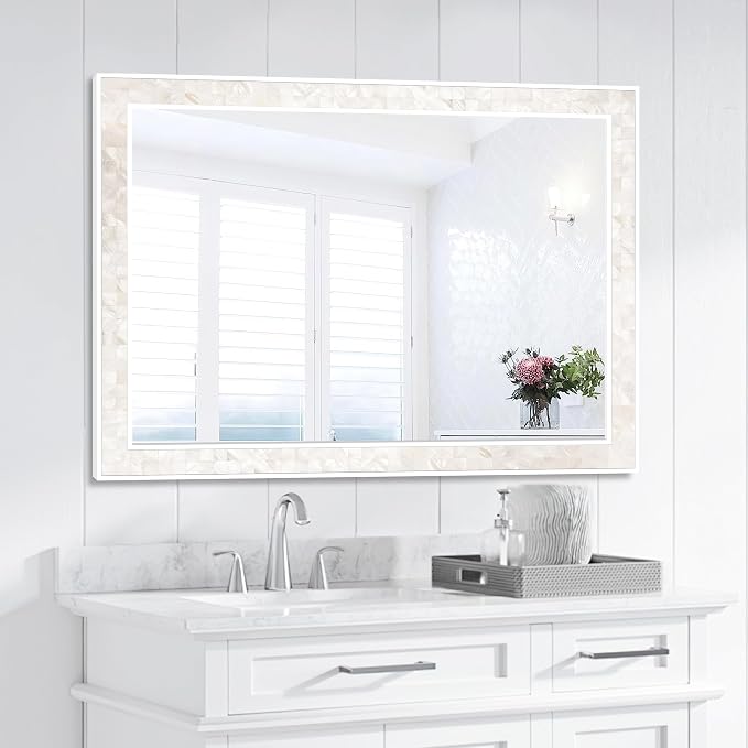 Tanmicoshomy White Shell Framed Rectangular Mirrors - Image 7