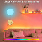 Wood Grain Battery Operated Wall Sconces Set of 2, Rechargeable Wireless Wall - Image 3