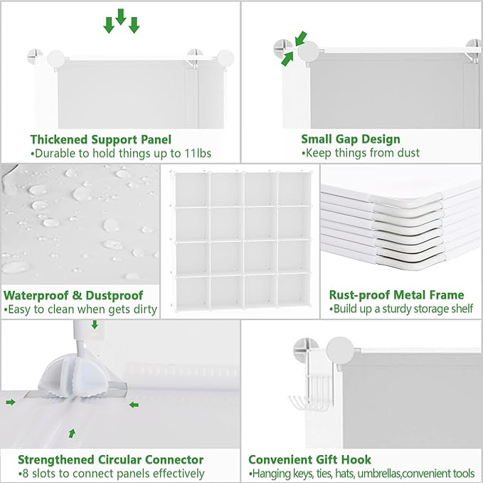 C&AHOME Cube Storage Organizer, 16-Cube Shelves Units, Plastic Storage Cubes - Image 7