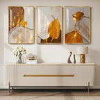 Framed Modern Luxury Wall Art for Living Room, Large White and Gold Leaf - Image 3