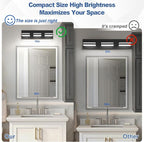 Modern LED Small Bathroom Lights Fixtures 3-Light, Metal Black Acrylic Wall - Image 3
