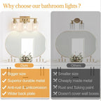 Indoi 3 Light Bathroom Light Fixtures, Brass Vanity Lights - Image 2