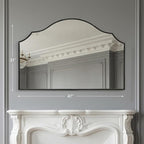 Besdomus Large Scalloped Black Mirror: 47"x31" Modern Minimalist Wood Frame - Image 4