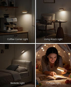 Wood LED Wall Sconce, Magnetic 360° Rotatable Wall Mounted Night Light & - Image 6