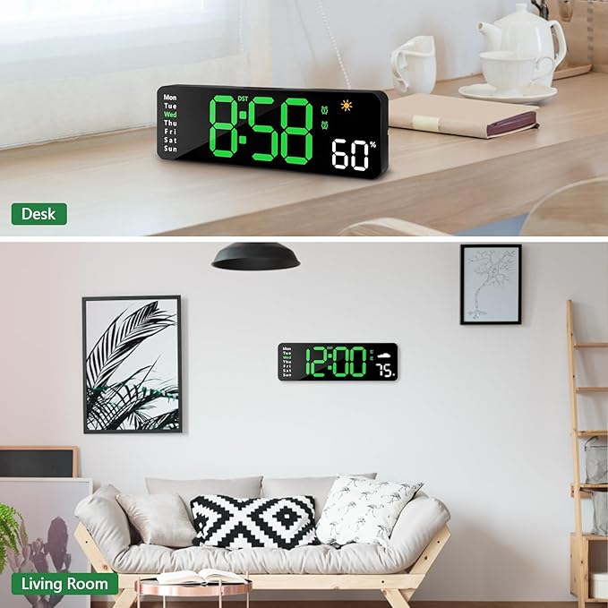Digital Wall Clock with Remote Control, Large Display Plug in LED Digital Alarm - Image 6