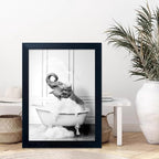 Framed Bathroom Wall Decor Elephant in Bathtub Pictures Wall Art Black and - Image 5