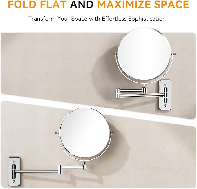Auxmir Wall Mounted Makeup Mirror, 8 Inch 1X/20X Double Sided Magnifying Mirror - Image 8