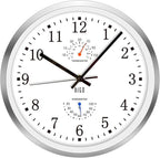 HITO 12 Inch Silent Wall Clock Battery Operated Non Ticking Glass Cover Silver by hito