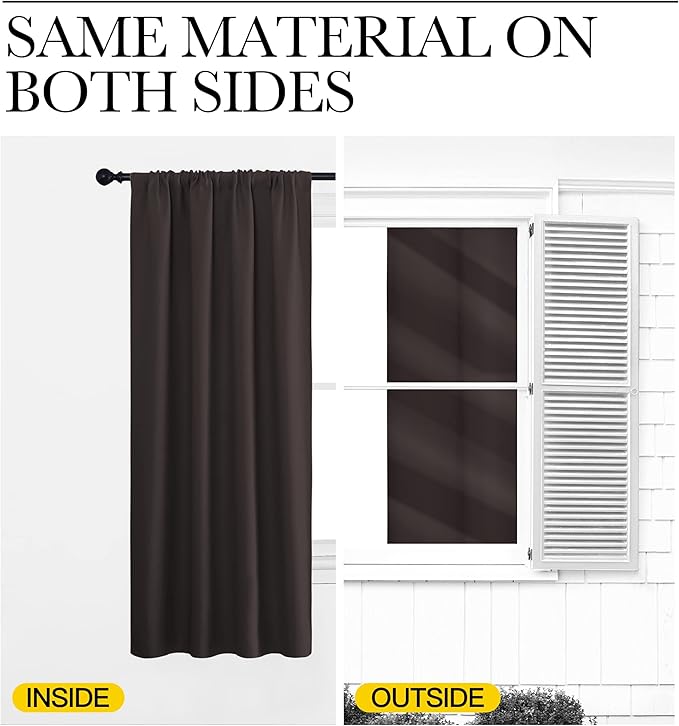 NICETOWN Kitchen Curtains, Toffee Brown, Short Blackout Drapes, Thermal - Image 5