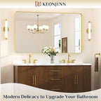 Keonjinn Gold Mirrors for Wall, 60” x 36” Large Brushed Brass Bathroom Mirrors - Image 2