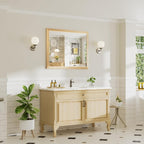 40x32 Inch Bathroom Mirror for Wall, Anti-Rust Oak Wood Grain Metal Framed - Image 3