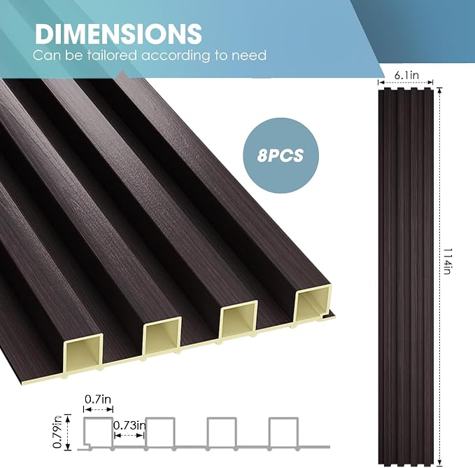 OUZUGIE WPC Acoustic Slat Wall Paneling, Living Room, TV Background, Study Room - Image 3