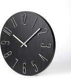 jomparis Black Wall Clock Modern Style Plastic Wooden Wall Clocks Decor 12 Inch - Image 3