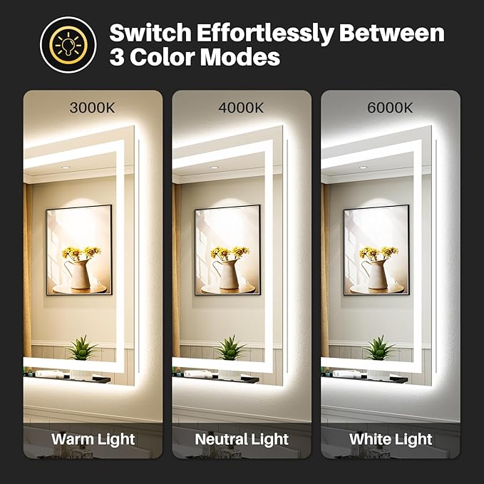 Briivue 40x38 Inch LED Bathroom Mirror - Image 4