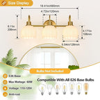Bathroom Light Fixtures, 3-Light Gold Vanity Light Fixtures - Image 8