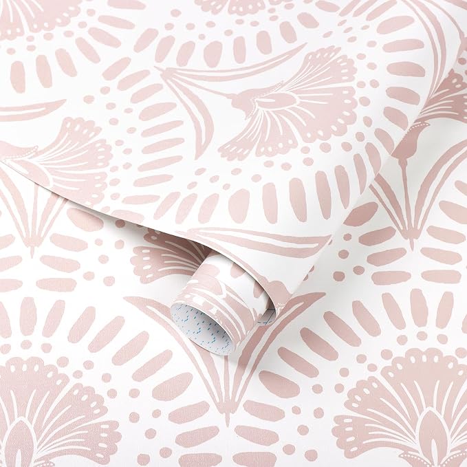 Timeet 17.7 in × 78.7 in Boho Peel and Stick Wallpaper Pink Floral Contact by Timeet