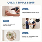 DUMOS 28-Inch Round Wall Mirror, Bathroom Wall Circle Mirror - Image 6
