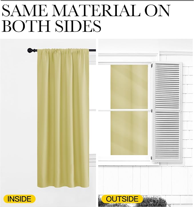 NICETOWN Blackout Curtains for Bedroom, Paler Yellow, 1 Pair, 42 by 45-inch - Image 5