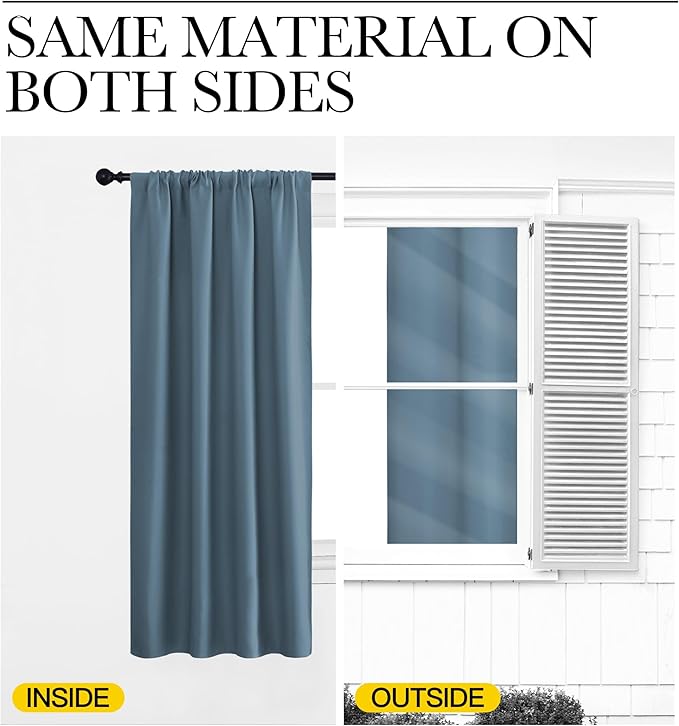 NICETOWN Blackout Curtains for Living Curtains, Smoky Blue, 2 Panels, 29 by 30 - Image 5