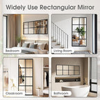 DUMOS Wall Mirror 16" x 32", Rectangle Window Pane Decorative Mirror, Metal - Image 5