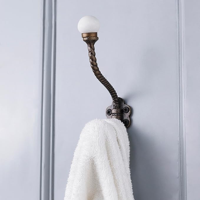Indian Shelf 6 Pieces Heavy Duty Double Prong White Decorative Coat Hooks by IndianShelf