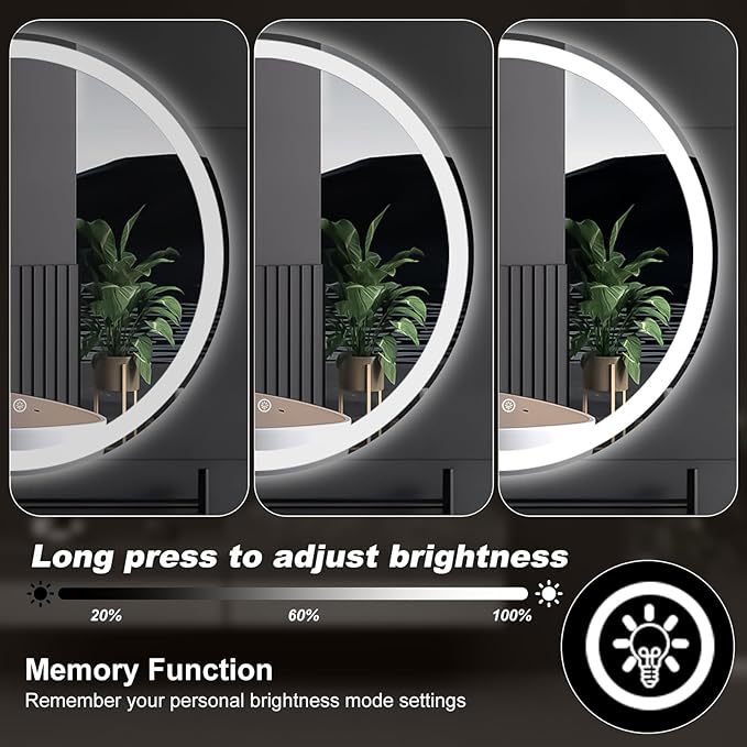 NEWBULIG 36 Inch Round LED Bathroom Wall Mirror - Image 7