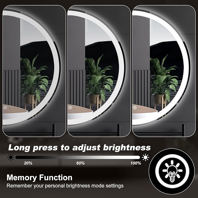 NEWBULIG 30 Inch Round LED Bathroom Wall Mirror - Image 7