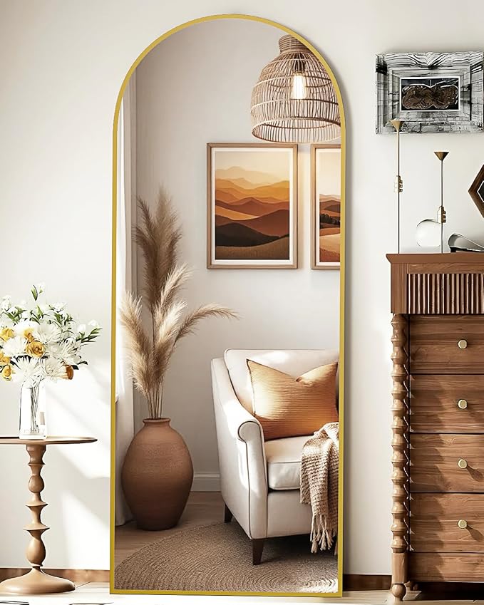 59"x16" Floor Mirror Full Length, Arched Full Length Mirror by Unknown