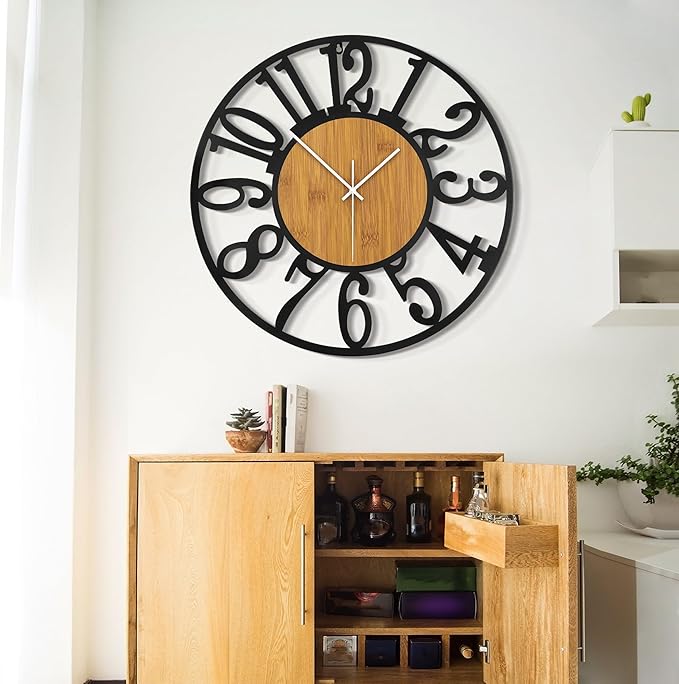 LEIKE Large Wall Clocks, Non Ticking, Battery Operated Rustic Round Modern Big - Image 4