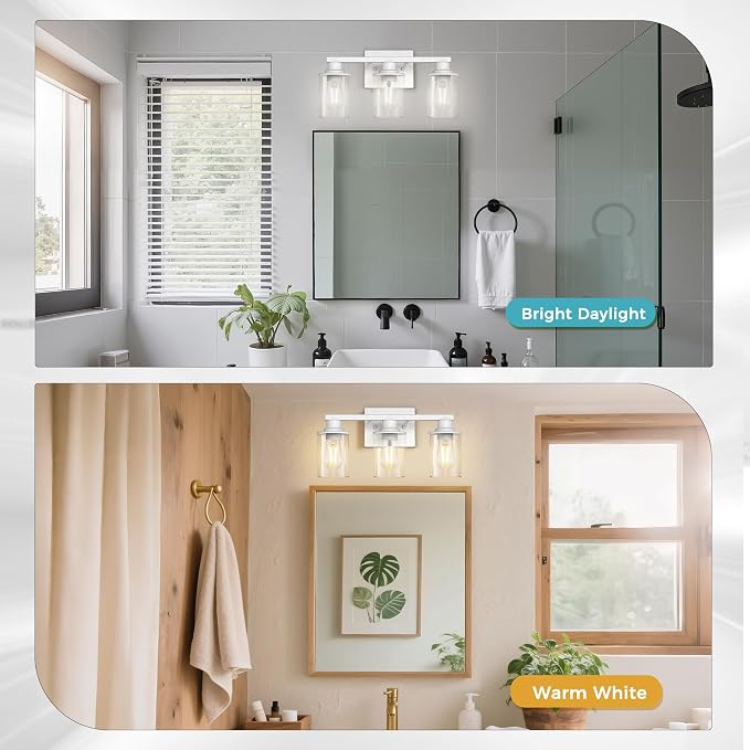 DORESshop 17 Inch Bathroom Light Fixtures, 3-Light Vintage Ivory Bathroom - Image 3