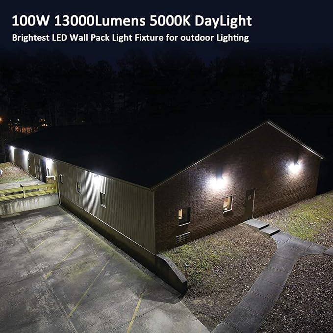 LED Wall Pack Light with Dusk to Dawn Photocell, 100W 13000LM 5000K Daylight - Image 7