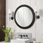 Round Mirrors 24 Inch, Wood Vanity Wall Rustic Mirror - Image 6