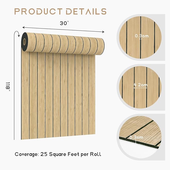 VEELIKE Tan Birch Wood Slat Wall Panels Peel and Stick Decorative Faux Wood - Image 9