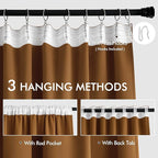 MIULEE Golden Brown Back Tab Blackout Curtains 108 Inch Long 2 Panels Set - Image 3