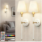 DORESshop Battery Operated Wall Sconce Set of 2, Wireless Wall Light Easy to by DORESshop