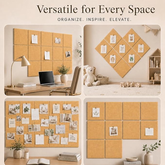 Large Cork Boards for Walls – 48" x 36" Self Adhesive Felt Wall Tiles - Image 5