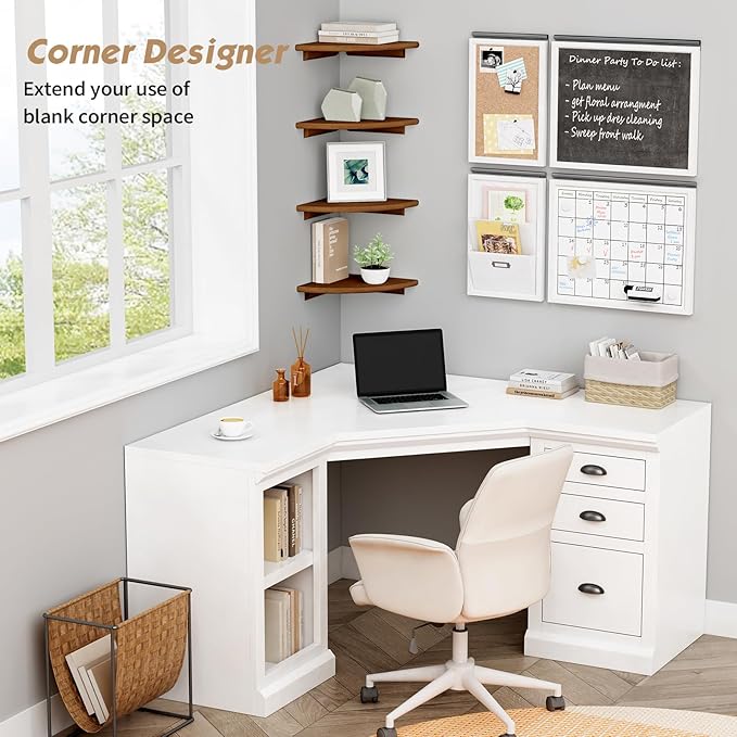 Forbena Walnut Brown Floating Corner Shelves - Image 4