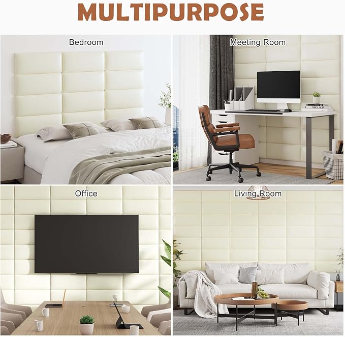 IFNOW Wall Mounted Upholstered Headboard King, 3D Peel and Stick Soundproof - Image 7