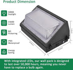 LED Wall Pack Light with Dusk to Dawn Photocell, 120W 15600LM 5000K Daylight - Image 2