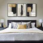 Large Framed Black and White Abstract Wall Art, 3 Piece Modern Canvas Prints - Image 8
