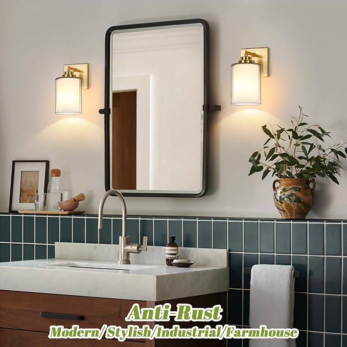 VerRon Set of 2 Wall Sconces for Bathroom, Modern Vanity Light Fixtures - Image 2