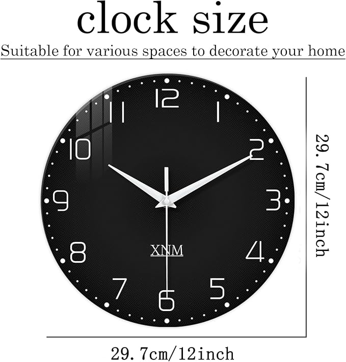 XNM Minimalist Wall Clocks for Living Room Glass Small Wall Clocks Battery - Image 3