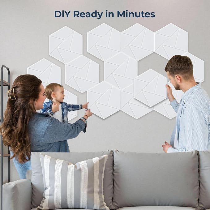 12 Pack Hexagon Acoustic Panels, Self-Adhesive Acoustic Wall Panels - Image 4