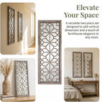 Set of 2 16x41.5 Inch Large Carved Floral Wood Frame Wall Mirrors, Shatterproof - Image 7