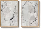 Large Framed Neutral Line Abstract Wall Art Set of 2 - Image 9