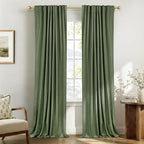 100% Blackout Shield Olive Green Linen Blackout Curtains by 100BlackoutShield